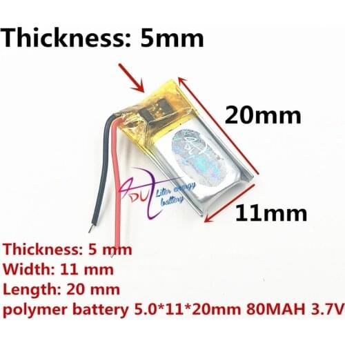 Lithium ion battery SD 501120 3.7V 80mah polymer cell SD501220 501221
