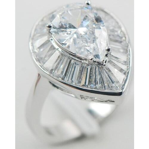 Micropave White Crystal Zircon 925 Sterling Silver Ring Size 7 8 9 A14