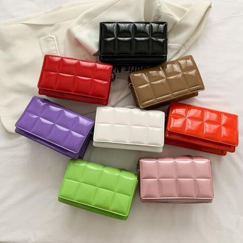 Fashion Women Plaid Pattern Shoulder Bag Minority Design Solid Color PU Leather Cross-Body Bags Casual All-match Flap Handbag