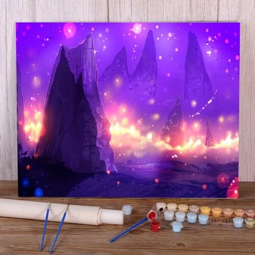 Scenery Golden Dust DIY Painting By Numbers Kit Acrylic Paints 40*50 Canvas Painting Handmade Crafts For Adults Wall Wholesale