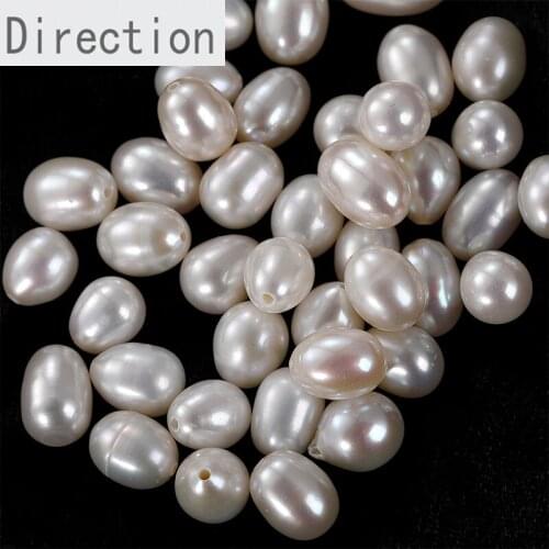 Natural freshwater pearl 7-10 half-hole oval egg-shaped drop Pearl diy handmade earrings pendant accessories material