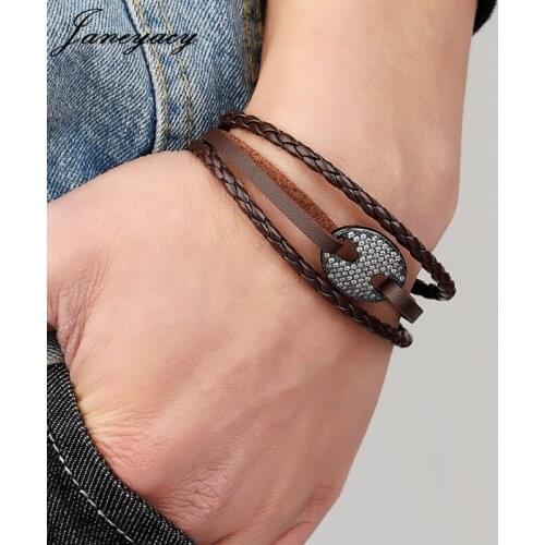 Janeyacy 2018 New High Quality Leather Bracelet Bracelet Multilayer Jewelry ZC Bracelet Women Bracelet Men Pulseras