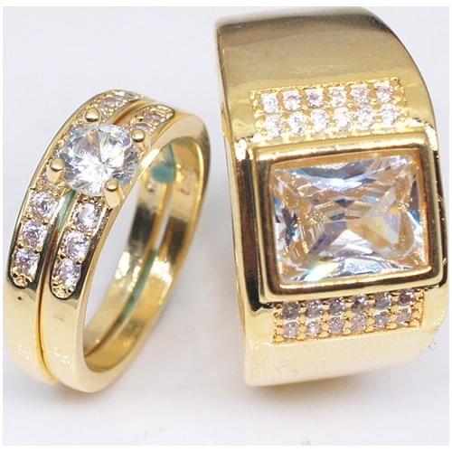 2020 New Classic Lovers Wedding Rings Set For Women Men Fashion Female Male Gold Jewelry Engagement Party Accessories Gifts