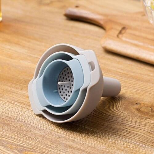 OTHERHOUSE 3Pcs Plastic Funnel with Strainer Sieve Filling Empty Bottle Portable Funnels For Oil Sauce Liquid Kitchen Tools