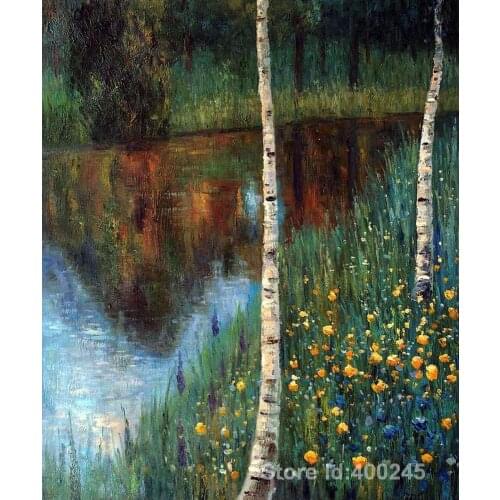 Landscape with Birch Trees by Gustav Klimt Oil painting reproduction Hand painted High quality