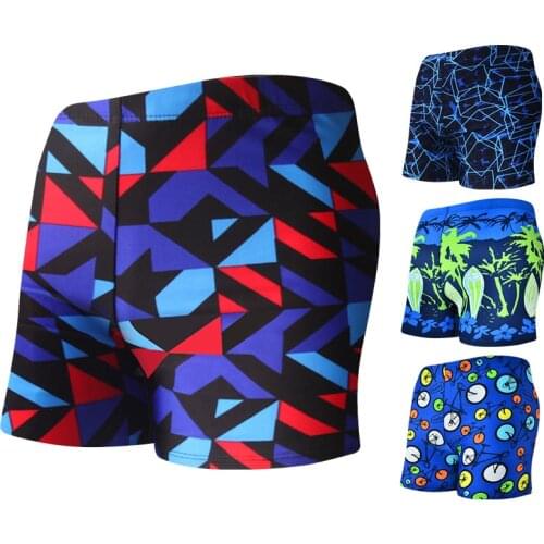 Adult Mens Swimming Trunks with Printed Large Waist Mens Shorts Professional Quick-drying Hot Spring Swimming Trunks