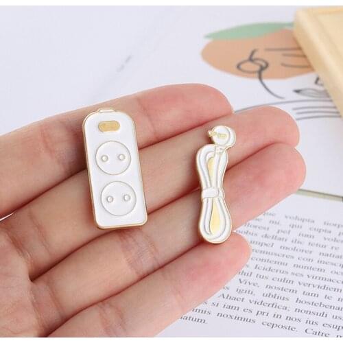 Wire Plugboard Enamel Pins Household Necessities Cute Bag Brooch Lapel Badge Cartoon Jewelry Gift For Kids Friends
