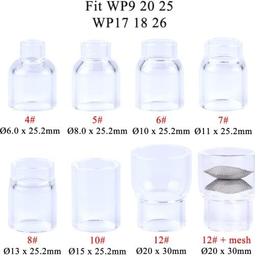 TIG Pyrex Transparent Visualize Glass Cup Temperature Resistant O-rings For WP9/17/18/20/26 Stubby Gas Lens Consumables