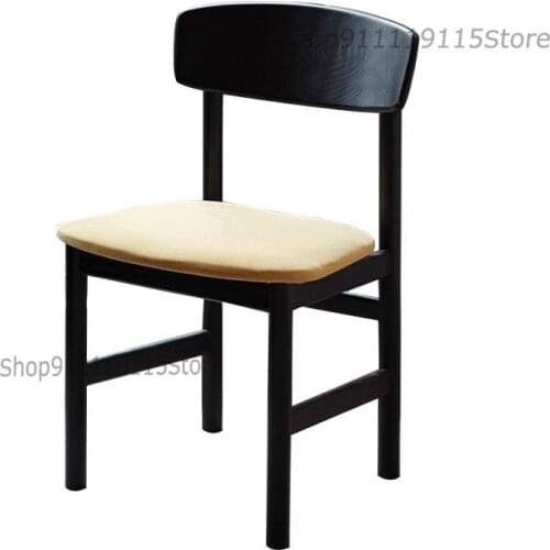 Nordic Luxury Household Solid Wood Desk Chair Soft Bag Cushion Cherry Red Oak Dining Chair Back Chair Computer Chair