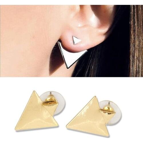 New Summer Style Gold Sterling Triangle Studs Geometric Earrings Precious Jewelry Earrings Jewelry For Women