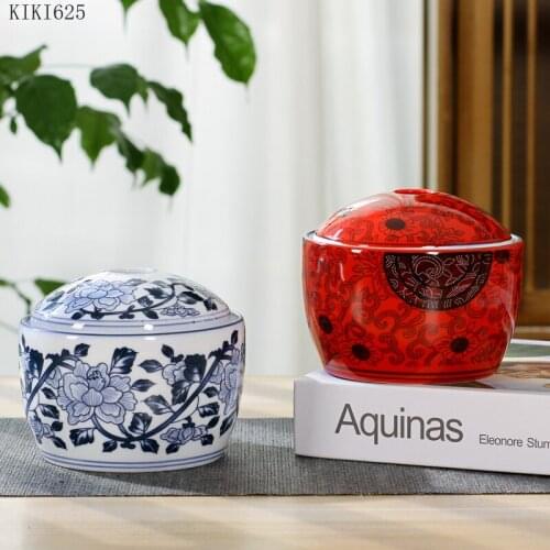 Blue and White Porcelain Sealed Jar Ceramic Tea Caddy Household Large-capacity Candy Food Storage Jar Kitchen Container Decor