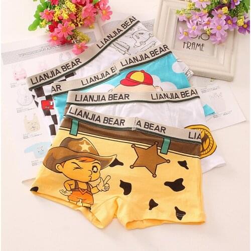 3pcs/lot Boys Pure Cotton Soft Boxers Underpants Babys Cute Cartoon Ventilate Underwear Boxer