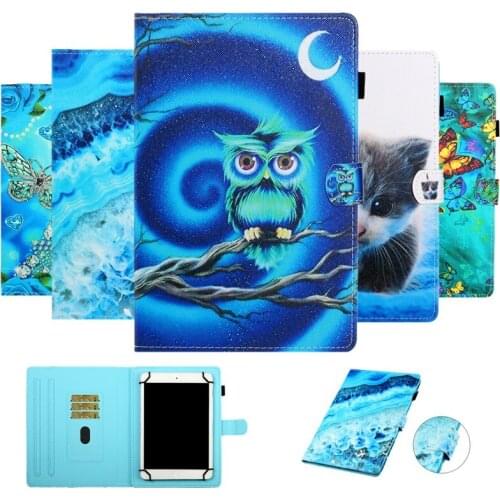10 INCH universal Case for 10'' 9.7 '' 10.1 '' Tablet PU Leather Cute Printed Wallet Protective Skin for Huawei /iPad 9.7 10.1