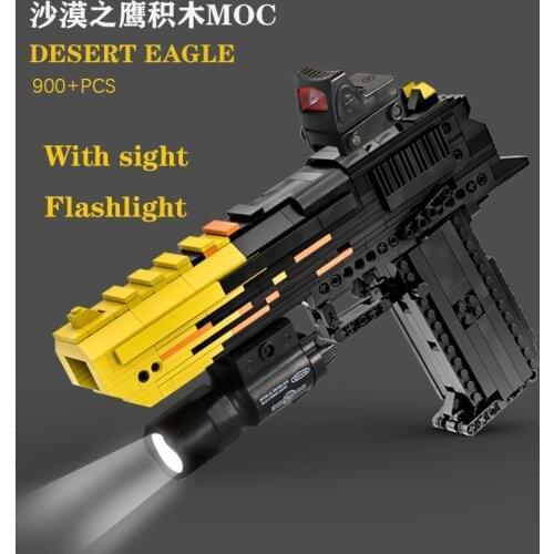 900PCS MOC Desert Eagle Pistol Building Block Gun Childrens Bricks Toys Military Pistol Model DIY Brick Boys Gifts