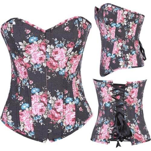 Fiber Win Summer Gothic Clothes Flower Corset Fashion Bustier Tops Slimming Plus Size Beach Style Party Suit Wholesale Cheap