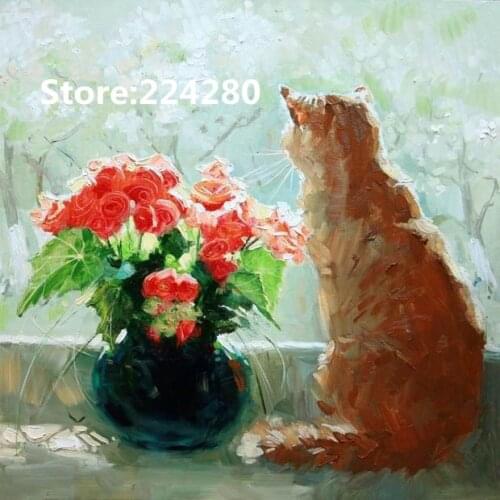 Needlework,Flower cat cute Animal embroidery,14CT Unprinted DIY Cross stitch kits,Art Pattern counted Cross-Stitching decor