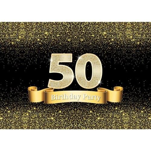 Golden Sand Twinkle Sparkle Photography Backdrops Computer Printed Background for 50 Happy Birthday Party Photocall Photo Studio