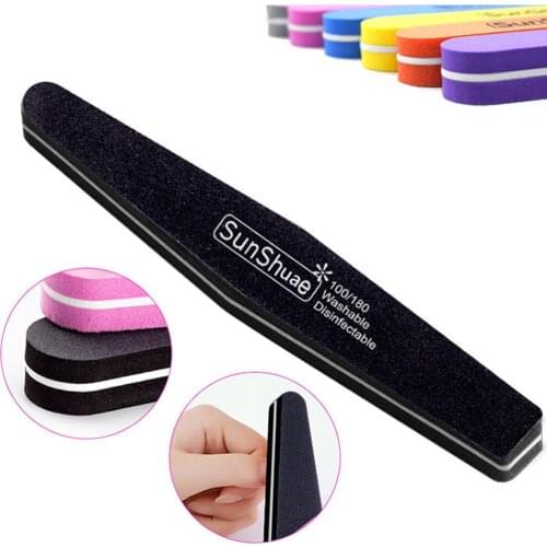 1 pcs Sandpaper Nail File Lime 100/180 Double Side Sanding Buffer Block Set Grey Nail Files For UV Gel Polish Manicure Tool