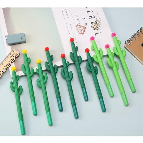 1 pc Green Color Little Ball Cactus Gel Pen School Supplies Student Writing Stationery Black Ink 0.5mm