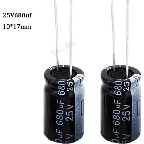20PCS 680UF 25V Electrolytic Capacitor 25V 680UF Size 10*17mm 25 V / 680 UF Aluminum Electrolytic Capacitor