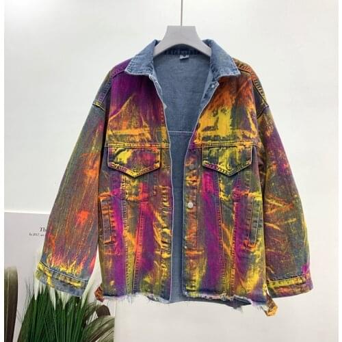 2021 New Autumn Denim Jacket Women Fashion Contrast Gloria Jeans Casual Loose Overcoat Female Jeans Coat Outwear Chaqueta Mujer