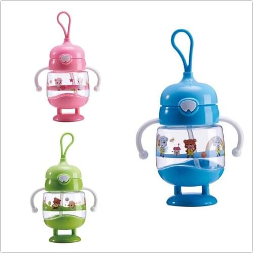 350ml Baby Drinking Bottle Cup PPSU Anti-falling Children Baby Straw Bottle Cup with Handle Infant Nursing Feeding Sippy Cup