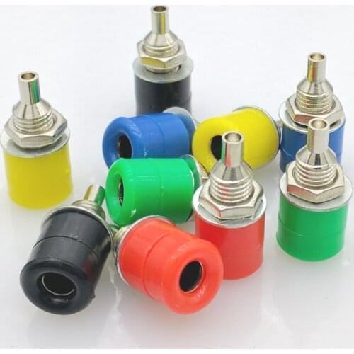 10pcs/lot 4mm Banana Socket Panel Mount 4mm banana Female Binding Post Connector 5color/lot