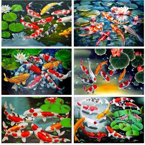 5D Diy Diamond Painting Koi Fish Picture of Rhinestones Mosaic Embroidery Full Square Round Animals Cross Stitich Home Decor
