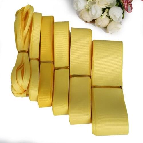 7-38MM 5yards Yellow Color Gift Packing Grosgrain Ribbon for Wedding Party Decoration DIY Handmade Crafts Garment Materials