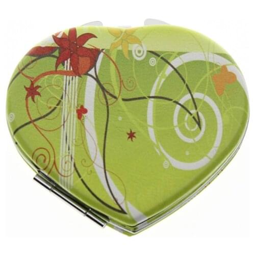 7*6.5cm Heart Shape Double Sided Stainless Steel Espejos De Bolsillo Espelho De Bolso Miroir De Poche Pocket Mirror Wedding Gift