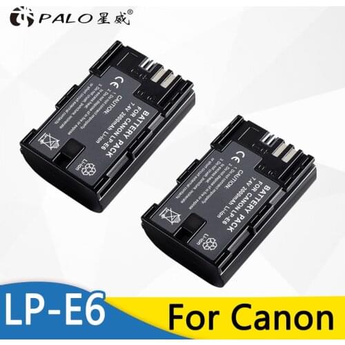 2Pcs LP-E6 LPE6 2000mAh Battery Batteria For Canon 5D Mark II III and IV 70D 5Ds 6D 5Ds 80D 7D 60D 5Ds R DSLR Camera