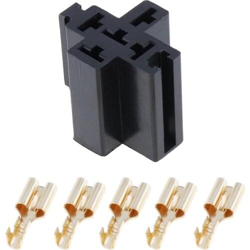 1 Set Car Relay Socket 6.3mm Car Auto Vehicle 5 Pin Relay Socket Holder with 5pcs Copper Terminal Car Styling Accessories