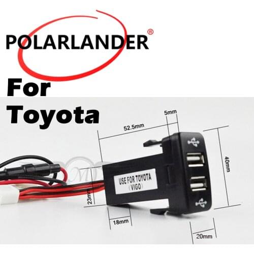 Dual USB Car Charger Audio input function 12V 2.1A for Toyota Vigo for most of cars