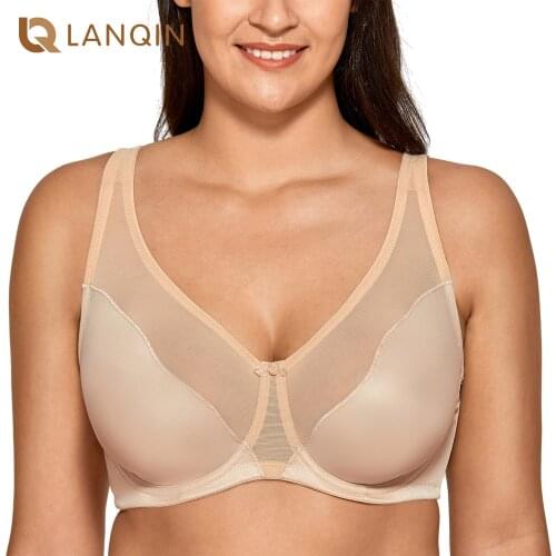 Womens Full Coverage V-neck Non Padded Underwire Minimizer Bra Plus Size