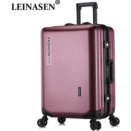 LEINASEN Popular fashion rolling luggage 20" 22" 24" 26" inch brand carry on box men travel suitcase women trolley luggage zipp