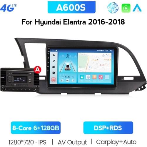 For Hyundai Elantra 6 2015 2016 2017 2018 Android 10.0 DSP 8 Core Car Radio Navigation Multimedia Player Support Steering Wheel