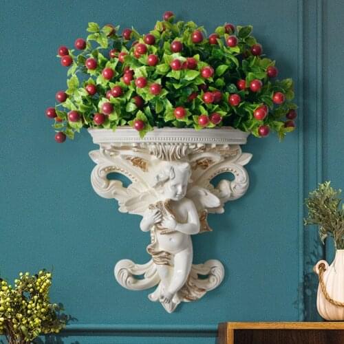Home Garden Creative Succulent Flower Pot Shelf Angel Shape Flowerpot Living Room Cupid Art Crafts Wall Hanging Decoration