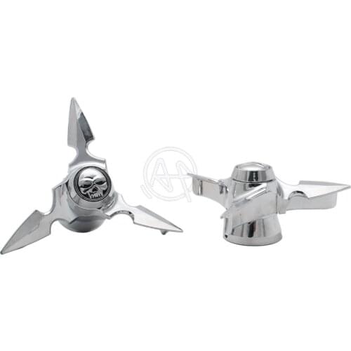 Chrome Skull Spun Blade Spinning Front Axle Cap Nut Cover For Harley Sportster XL 1200 883 Dyna 2008-2013 Softail V-Rod Custom