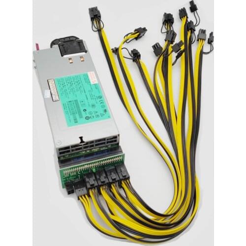 HSTNS-PL11 1200W PSU Power Supply + Breakout Board + 9 pcs 6pin-to-8pin Cables