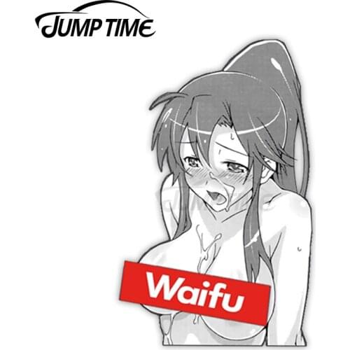 JumpTime 13 x 7.5 cm Anime Yoko Lewd Die Cut DIY Motorcycle Car Sticker 3D Funny Windows Bumper Waterproof Body for Car Decal