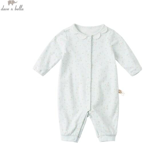 DBH15931 dave bella spring new born baby girls fashion floral print jumpsuits infant toddler clothes children romper 1 piece
