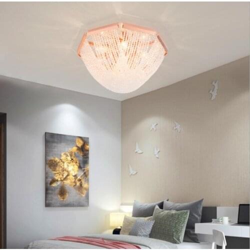 Light luxury crystal lamp bedroom ceiling lamp Hong Kong style villa corridor lighting home atmosphere postmodern living room