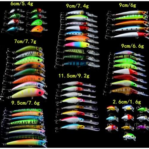 LINGYUE Fishing Lures Mixed 8 Different Style Models 65pcs/lot Hard baits High Quality Lifelike Minnow Lure Crank bait Mix