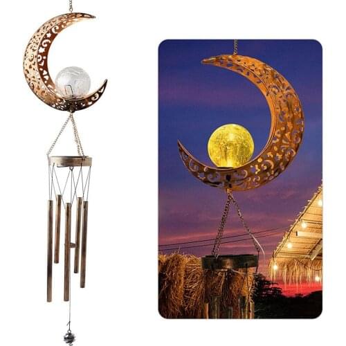 Moon Star Sun Waterproof Solar Garden Light LED Hanging Outdoor Solar Lamp Wind Chimes Hanging Lights Solar Powered Lamp