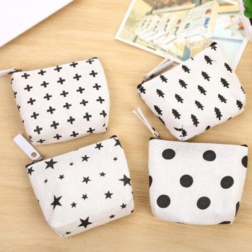 M150 Canvas Women Coin Purses Simple Nordic Style Dot Small Tree Star Sign Small Change Wallet Wholesale