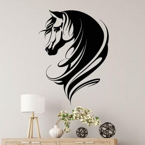 Cute Horse Head Vinyl Wall Decal Abstract Horse Window Stciekr Animal Home Bedroom Decor Kids Room Nursery Decor