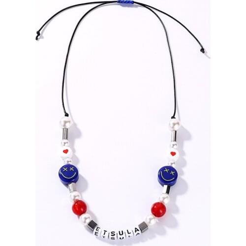 Fashion all-match round bead love blue all-match necklace hip-hop sweater necklace hot sale