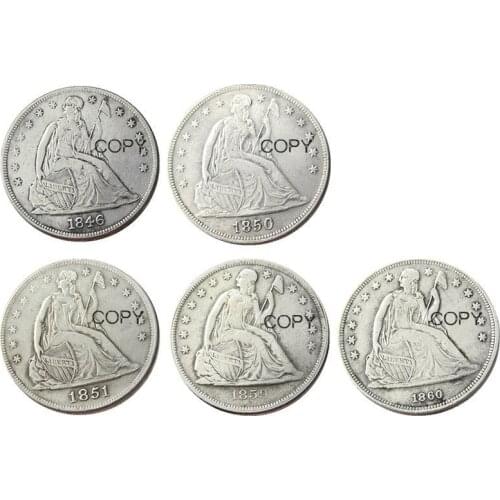 US Coins 1846-O 1850-O 1851-O 1859-O 1860-O Seated Liberty Dollar copy Coins Silver Plated
