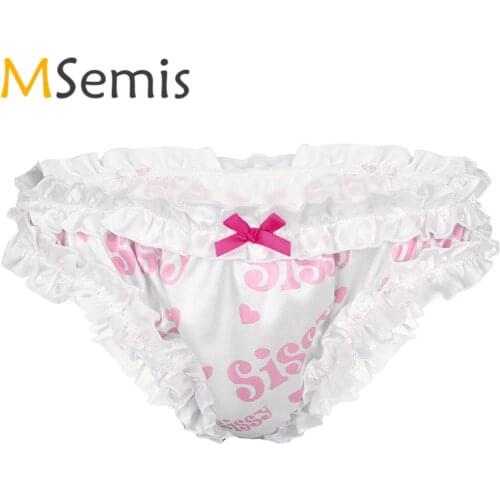 Mens Sissy Lingerie Gay Underwear Super Frilly Ruffled High Cut Sissy Knickers Bloomers Briefs Underwear Sissy Satin Panties Men