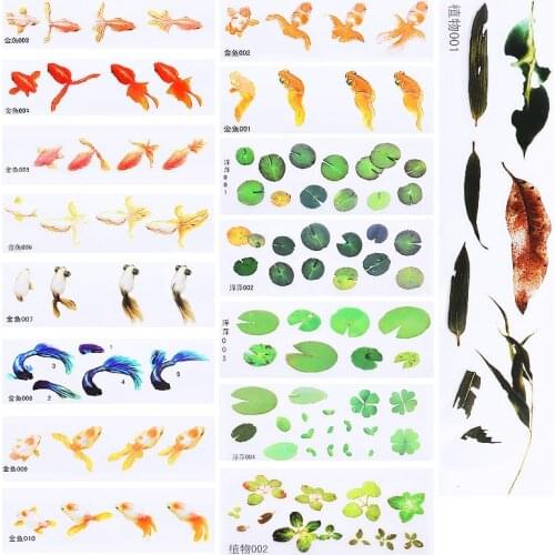 Gold Fish UV Resin Sticker Set Filling Duckweed Decorative Sticker Micro Landscape Stickers Fit Epoxy Resin Molds DIY Gifts